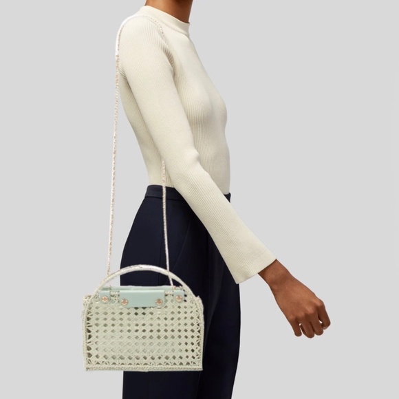 HOUSE OF HARLOW 1960 Framed Raffia Satchel - Picture 6 of 6